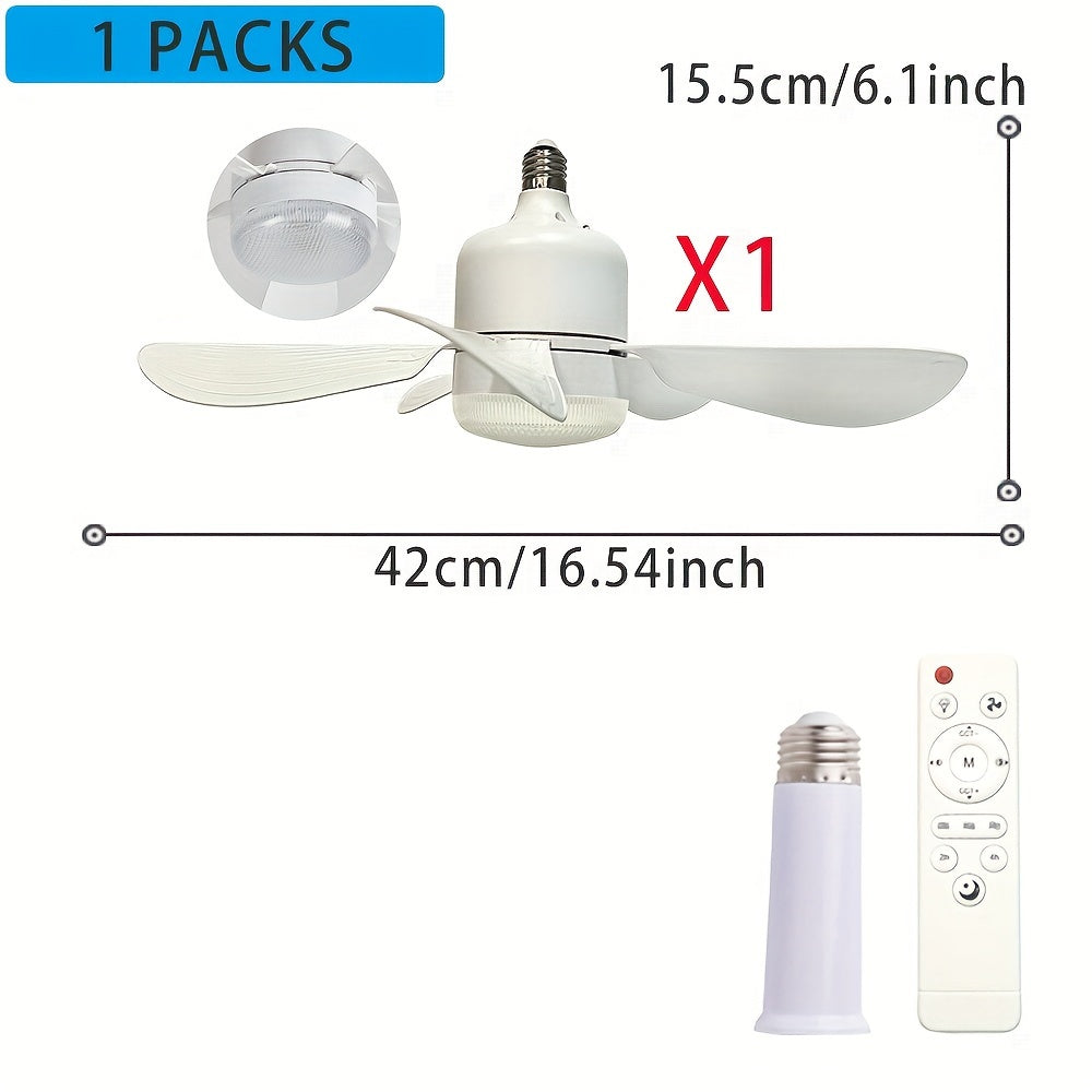 Silent LED Ceiling Fan Light with Remote Control Adjustable Detachable for Home Bedroom Study
