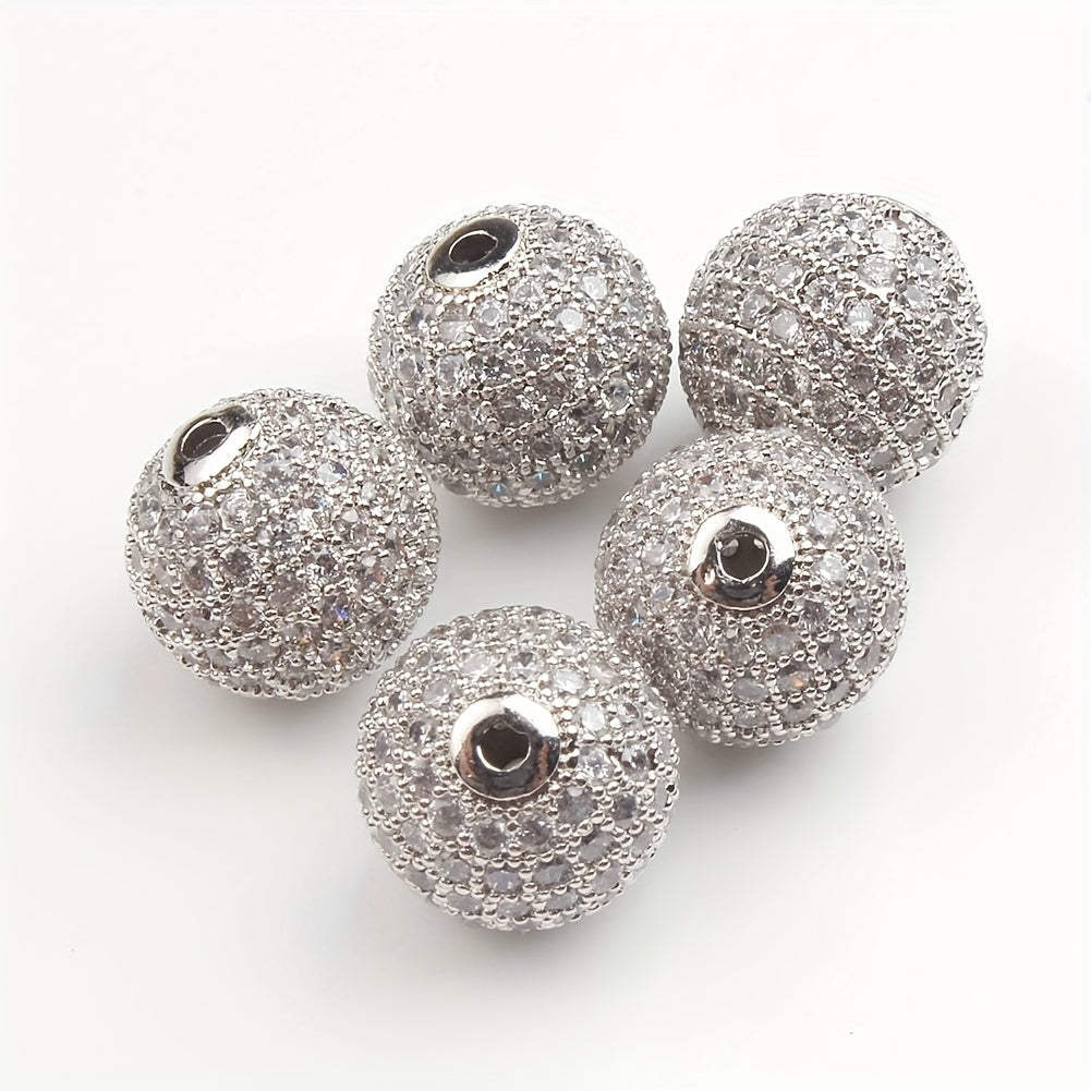 Set of 3 Cubic Zirconia Ball Charms 6/8/10mm for Bracelet Making