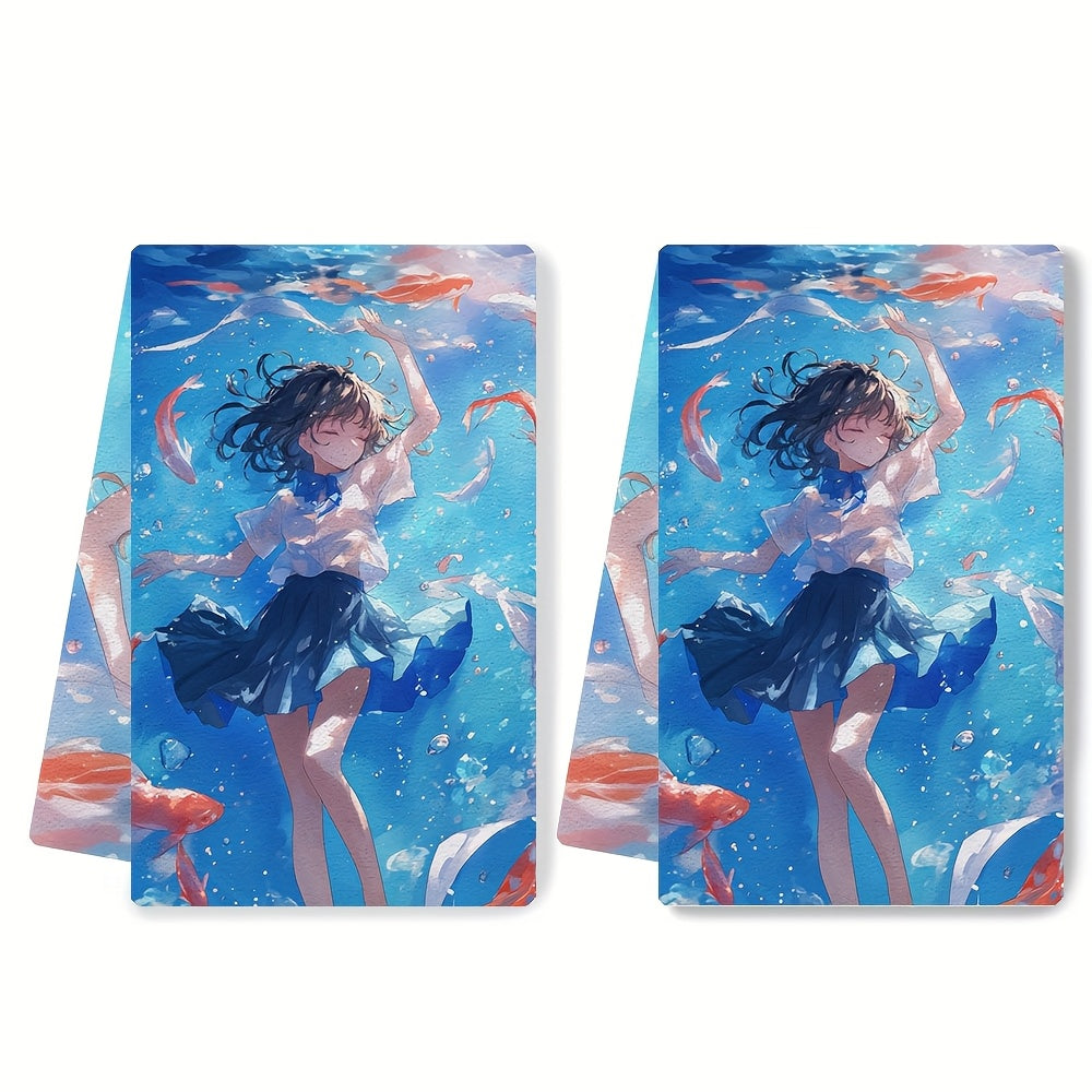 Set of 2 Ultra Soft Kitchen Towels 16x24 Inches Highly Absorbent Dish Towels