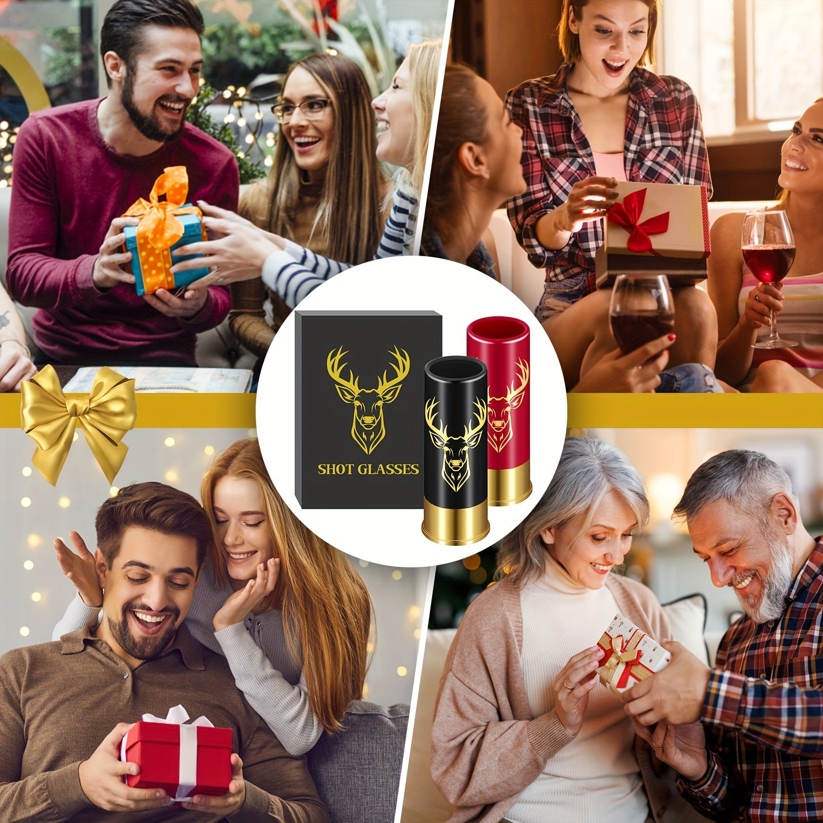 Deer Head Shot Glasses Set Plastic Stag Liquor Cups for Whiskey Cocktails Bar Gifts