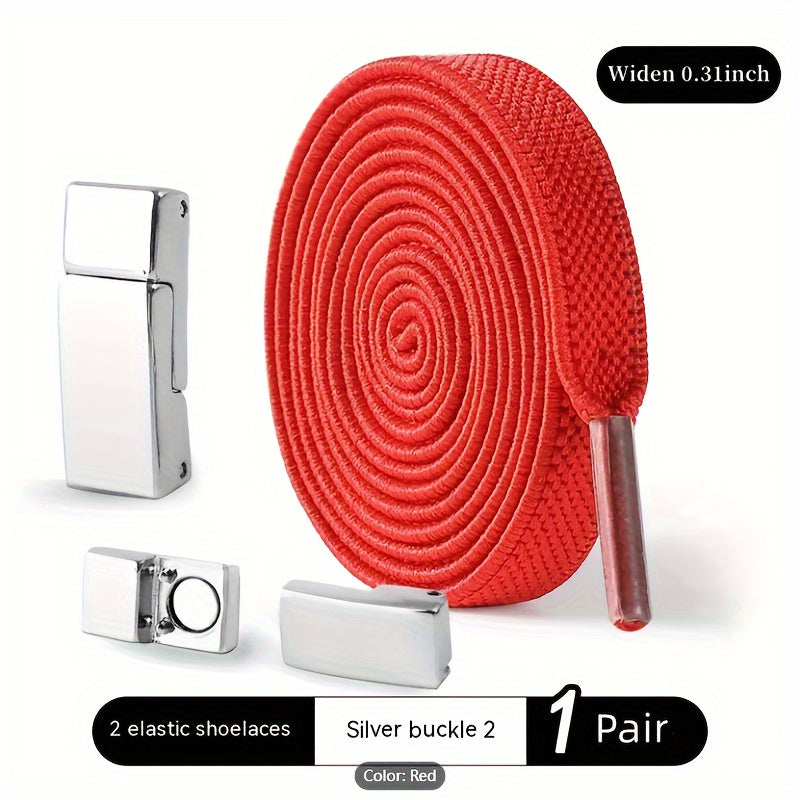 Unisex Elastic No-Tie Shoelaces with Magnetic Buckle Lightweight Polyester