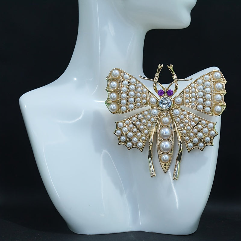 Vintage asalari shaklidagi broshka, soxta marvaridlar va rhinestones bilan, ayollar kiyimlari, yelkalari, liboslar, palto, sviterlar va aksessuarlar uchun mukammal.