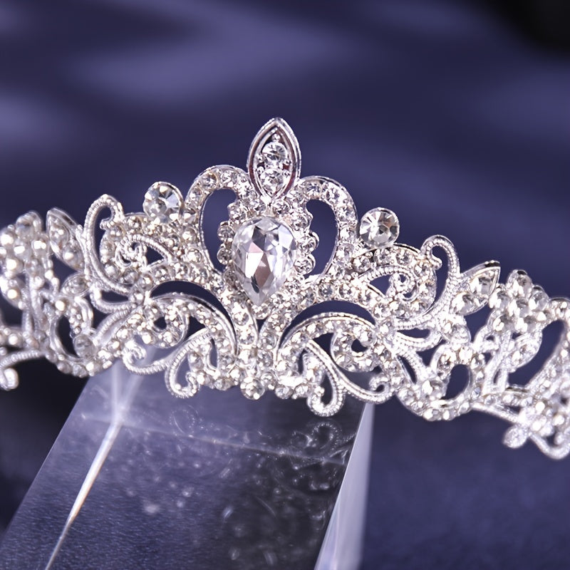 Ayollar va qizlar uchun to'y uchun bridal tiara taqmoq taxtasi, rhinestones bilan barokko dizayni