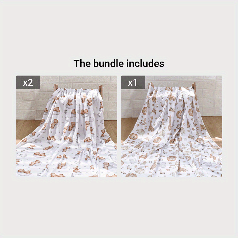 Мягкое и уютное одеяло с милым принтом сафари животных, идеально подходит для дома и путешествий. 1 штука.