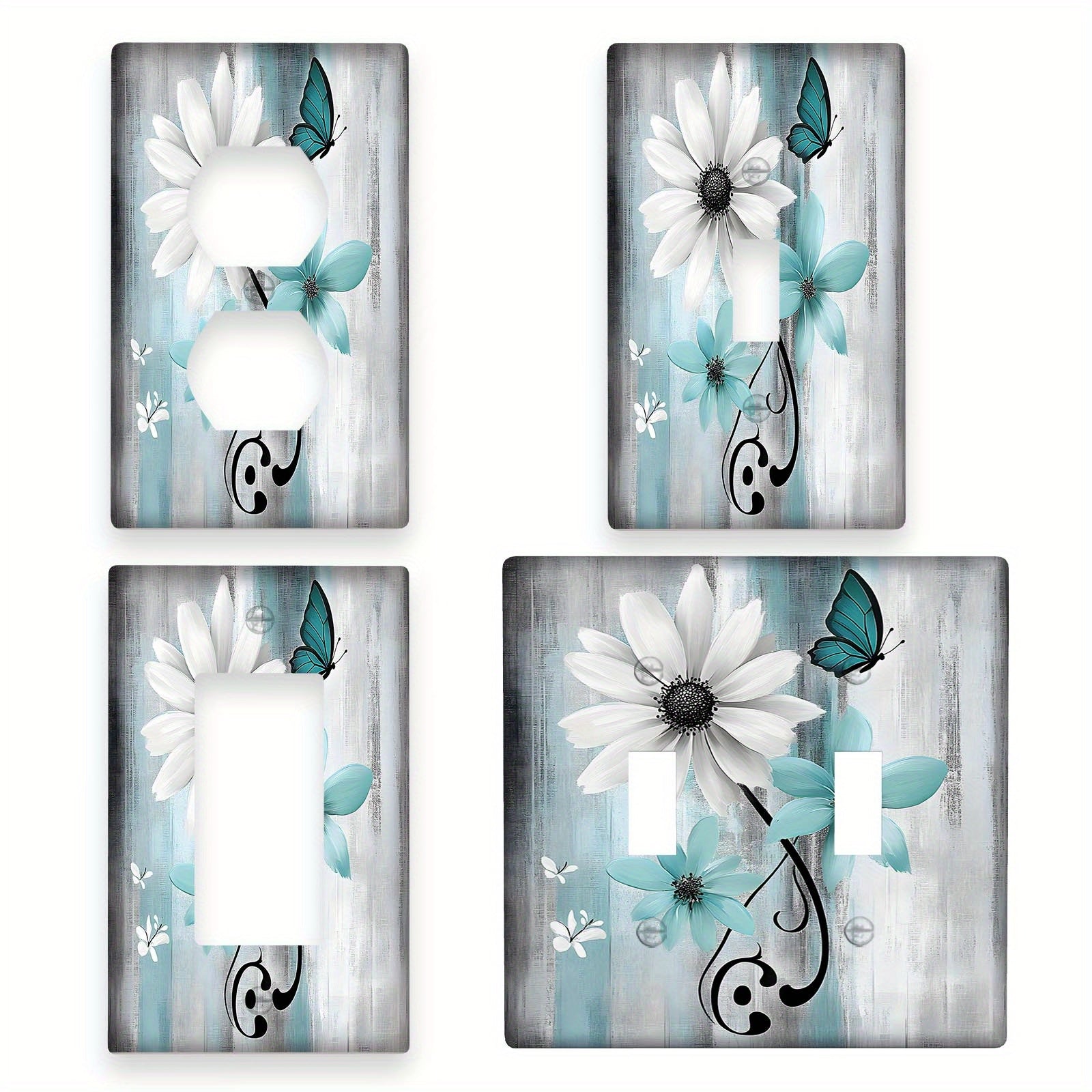 1 шт. Фермерская бирюзовая ромашка с цветами и бабочками настенная пластина для выключателей и розеток - универсальная, экономичная и легкая в уходе.