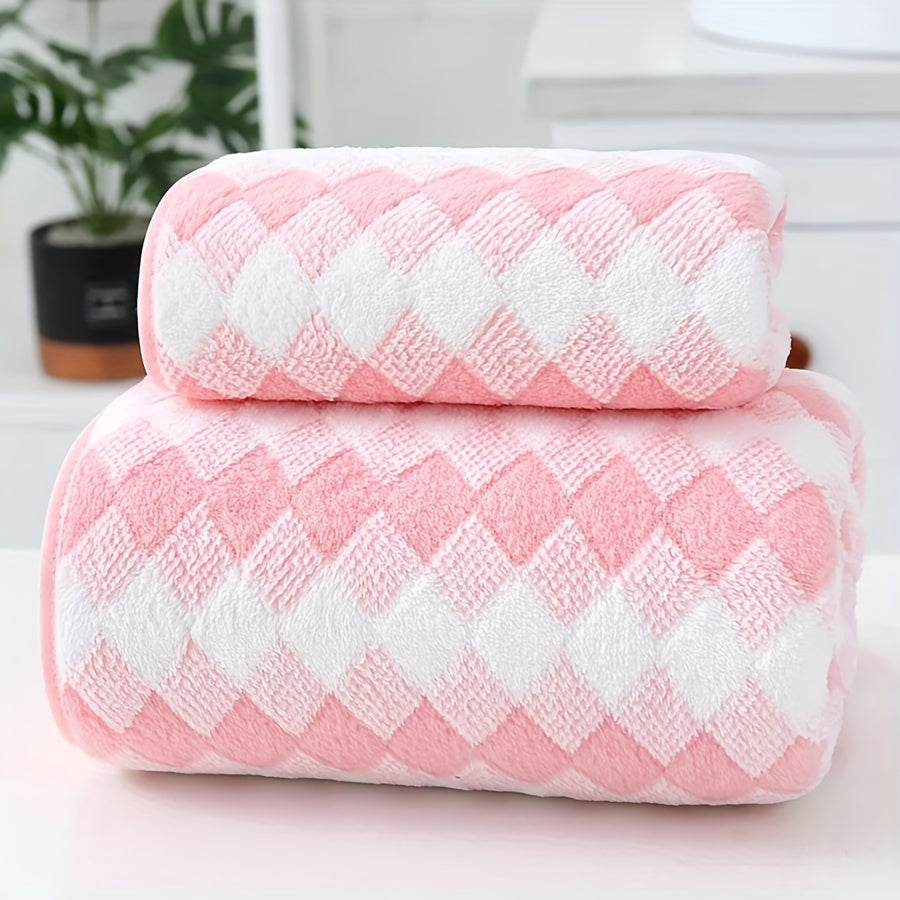 Lattice Cotton Towel Set with Hand and Bath Towels Quick-Drying Soft Skin-Friendly
