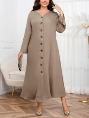 Plus Size Autumn Winter Loose Single-Breasted Dress Elegant Casual Clothing