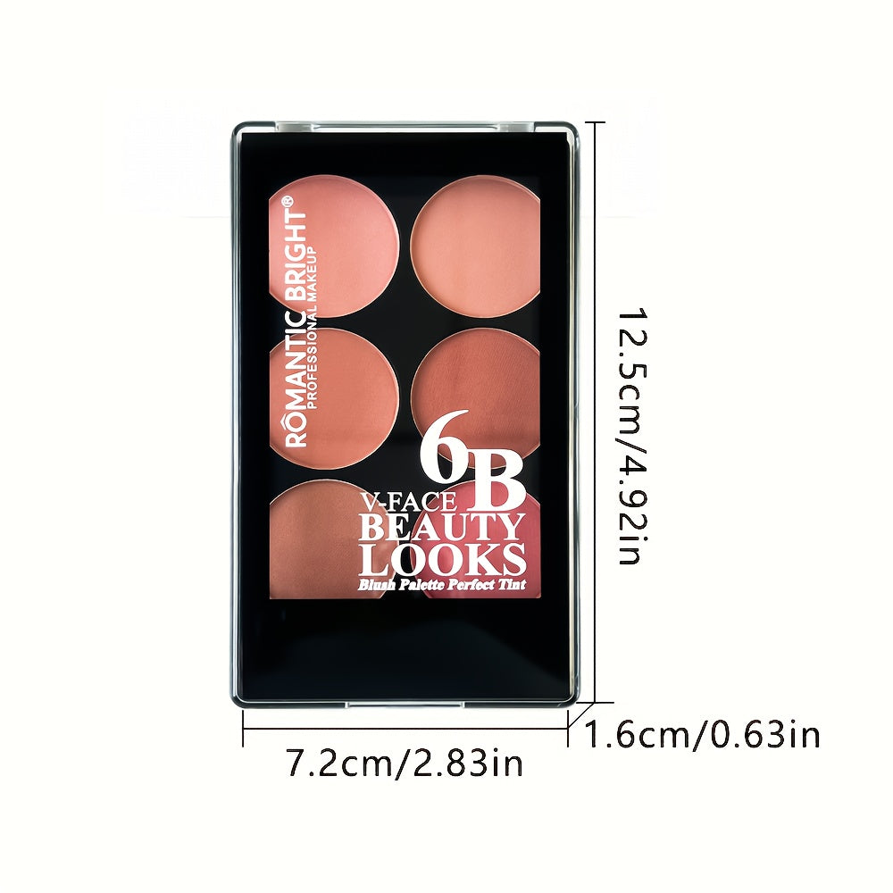 Paleta de rubores mate para mujer, 6 tonos, a prueba de agua, de larga duración, tonos rosados