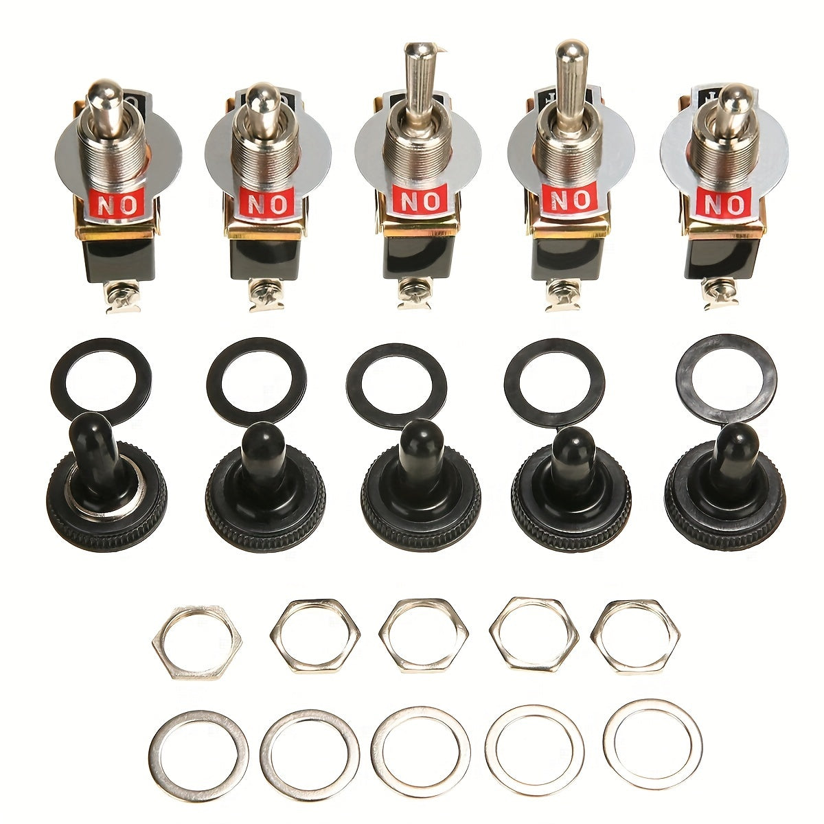 5 Piezas de interruptores de palanca de alta resistencia para coche y barco, 15A 250V, ON/OFF