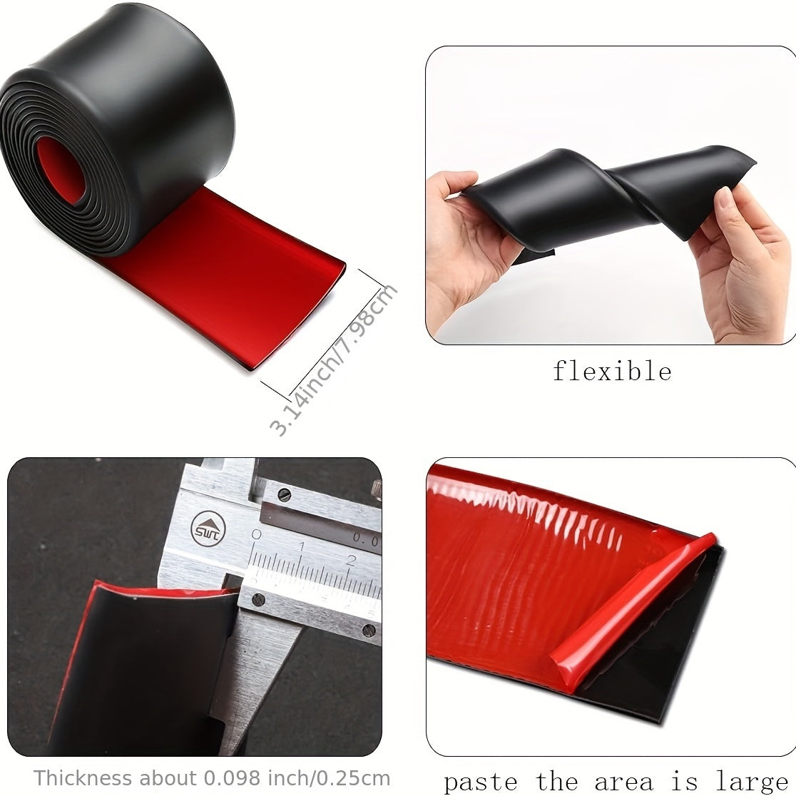 Universal Rubber Anti-Scratch Side Skirt Edge Guards for Car Bumper Protection