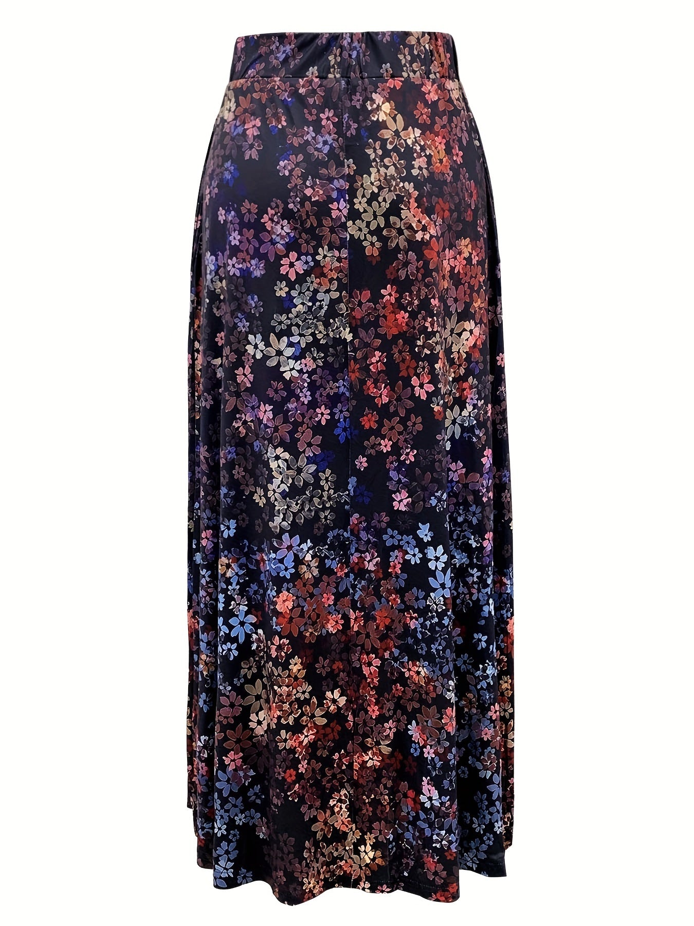 Women's Floral Skirt Plus Size Elastic Waist All-Season Pockets