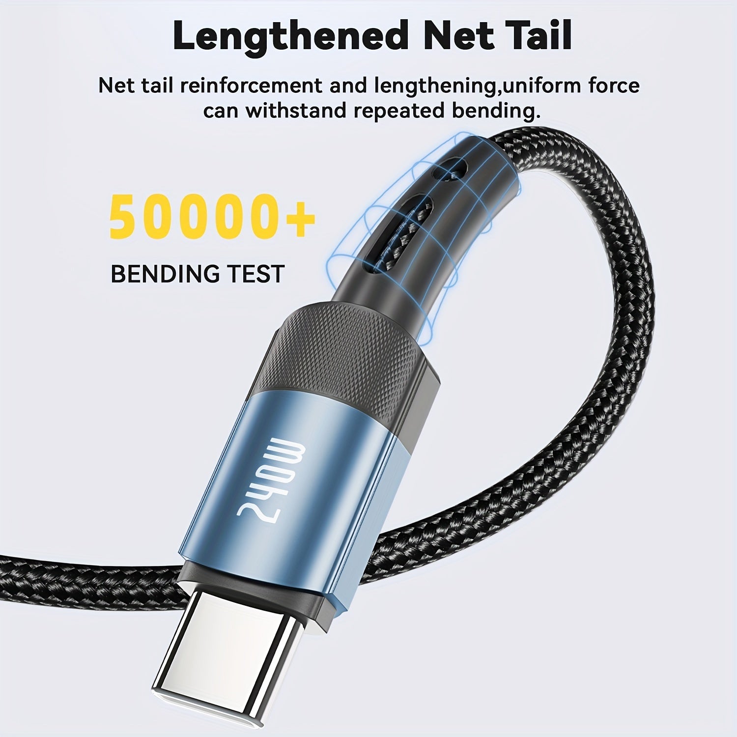 USB C to USB C Cable 240W Fast Charging Nylon Flat Matte for Phones and Devices