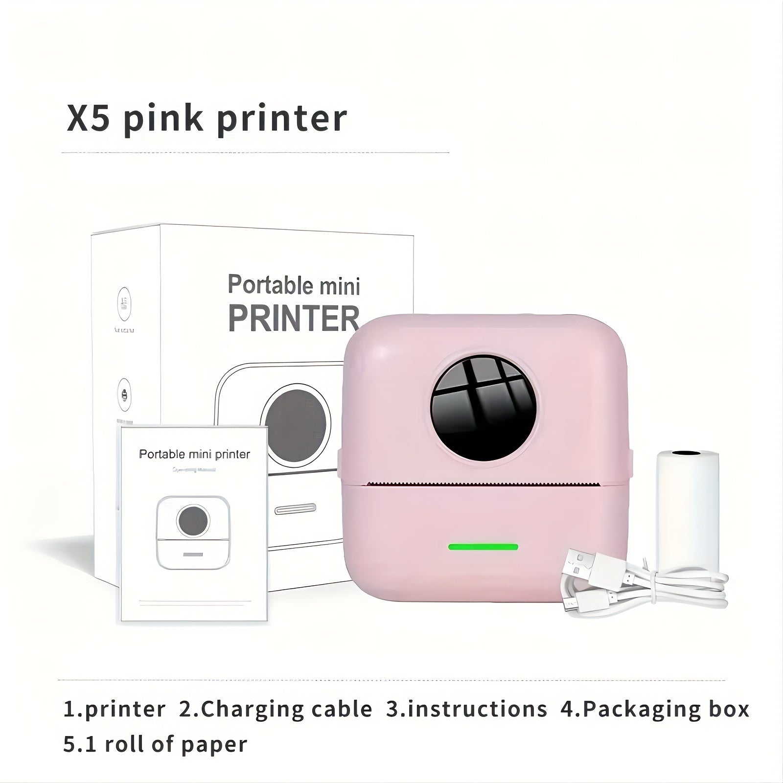 Wireless Portable Mini Printer for Students Thermal Thermal Printing USB Rechargeable