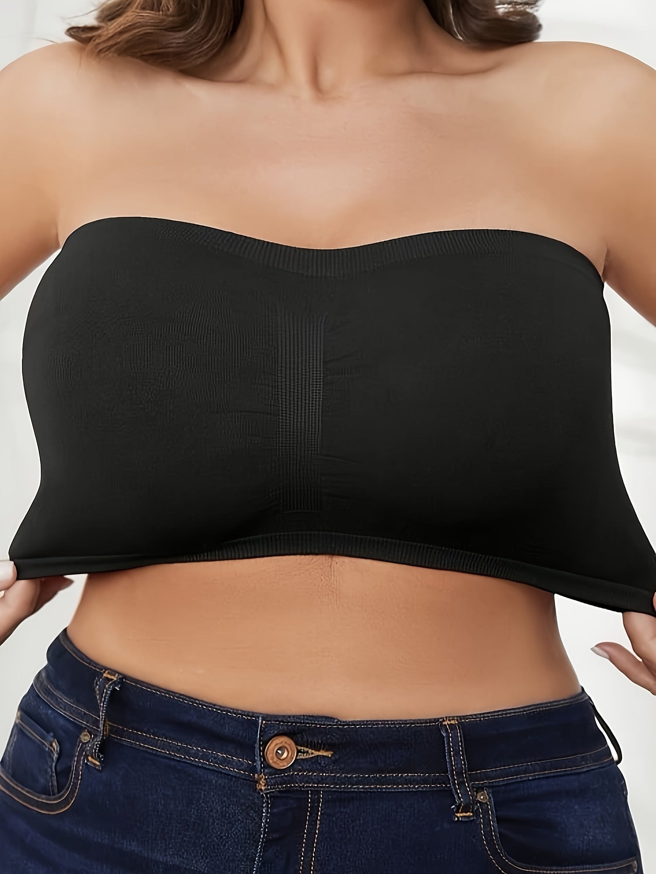 Plus o'lchamli strapless push-up bra 2 ta paket, underwire, gul floral, qora va oq