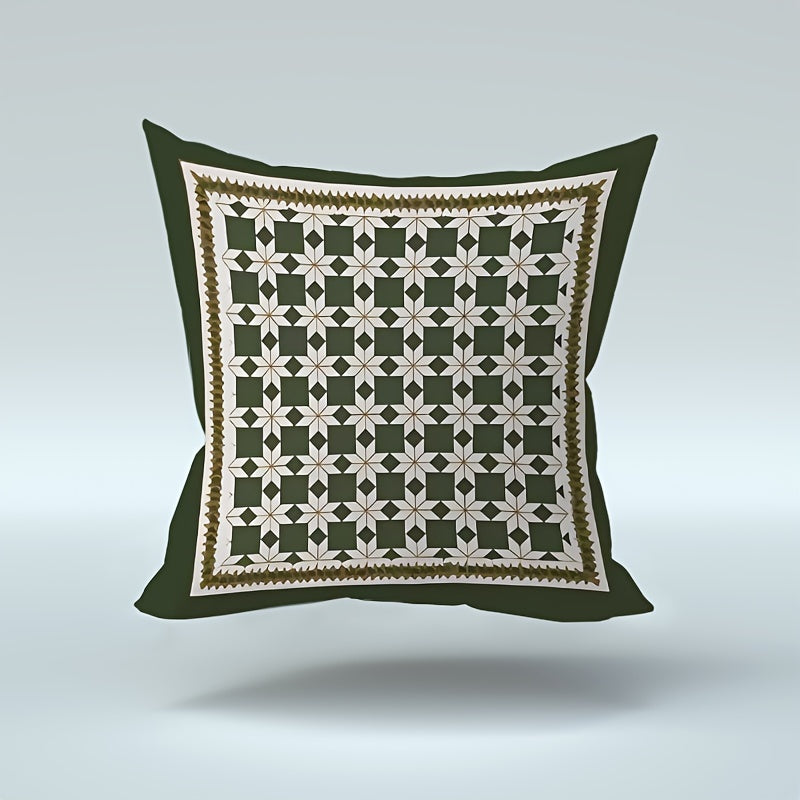 Geometric Green Throw Pillow Cover 44.96x44.96cm Reversible Polyester with Zipper