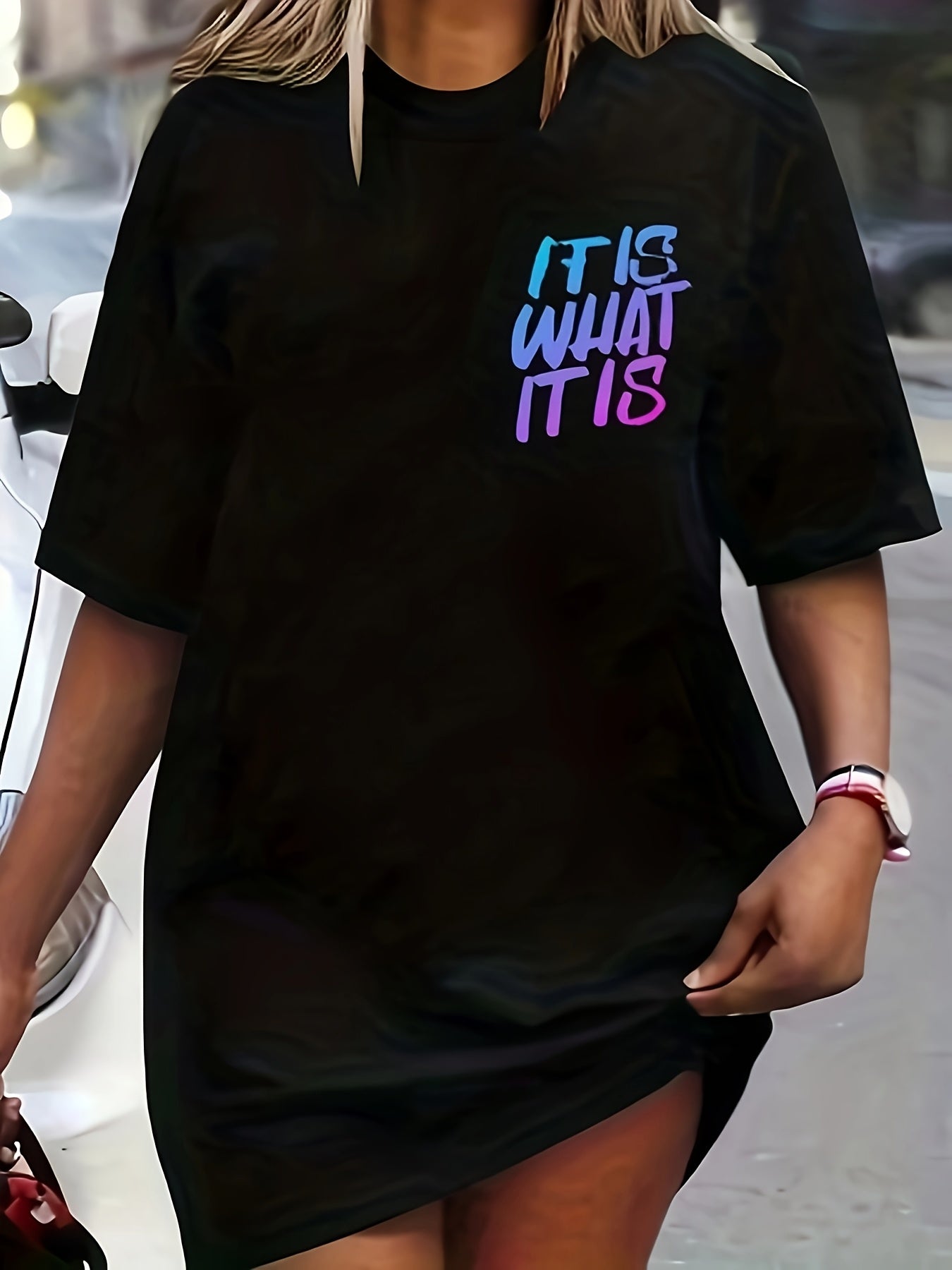 Plus Size Women's T-Shirt Breathable Cotton Street Style Short Sleeve Top