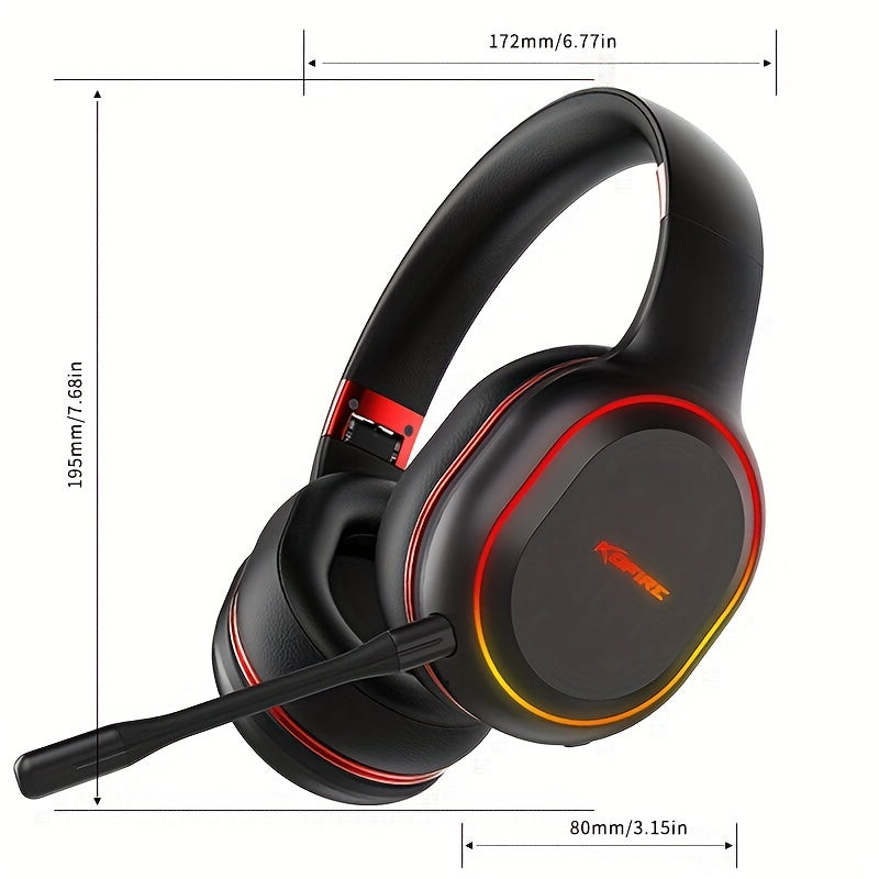 Wireless Gaming Headset 2.4GHz with 30H Playtime, Detachable Mic, 3D Stereo Sound
