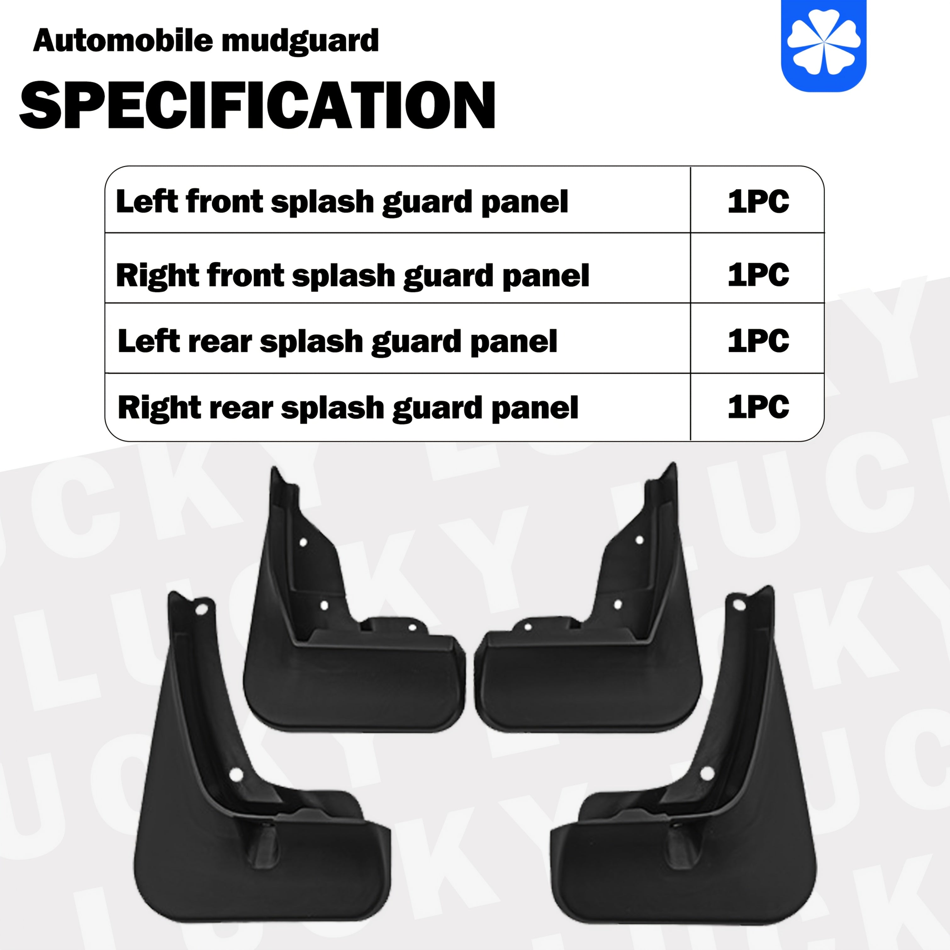 4PCS Black Universal Mud Flaps Splash Guards for Cars Front Rear Durable PP