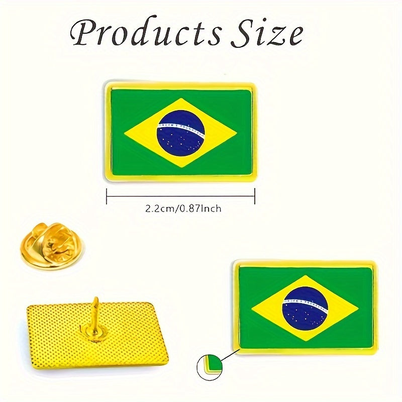 Vintage uslubidagi 20 ta Braziliya bayrog'i emal pinlari, kvadrat qotishma broshlar, ayollar uchun qiziqarli moda aksessuarlar