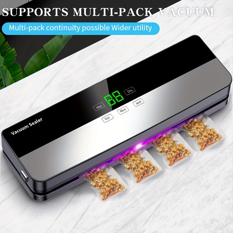 Электрический вакуумный упаковщик 220В с дисплеем высокого разрешения, сенсорными кнопками для запечатывания сухих и влажных продуктов