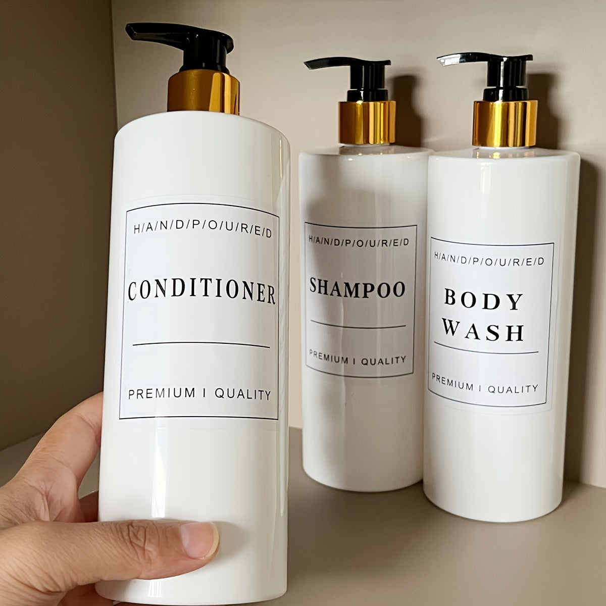 500ml Bathroom Shampoo Dispenser Set with Conditioner Body Wash and Soap Liquid Bottles