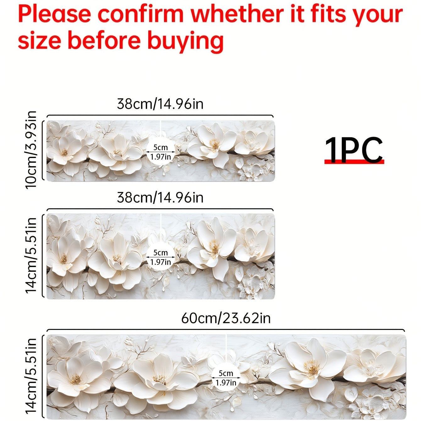 3D Floral Faucet Mat White Moisture-Proof Polyester with Suction Cup