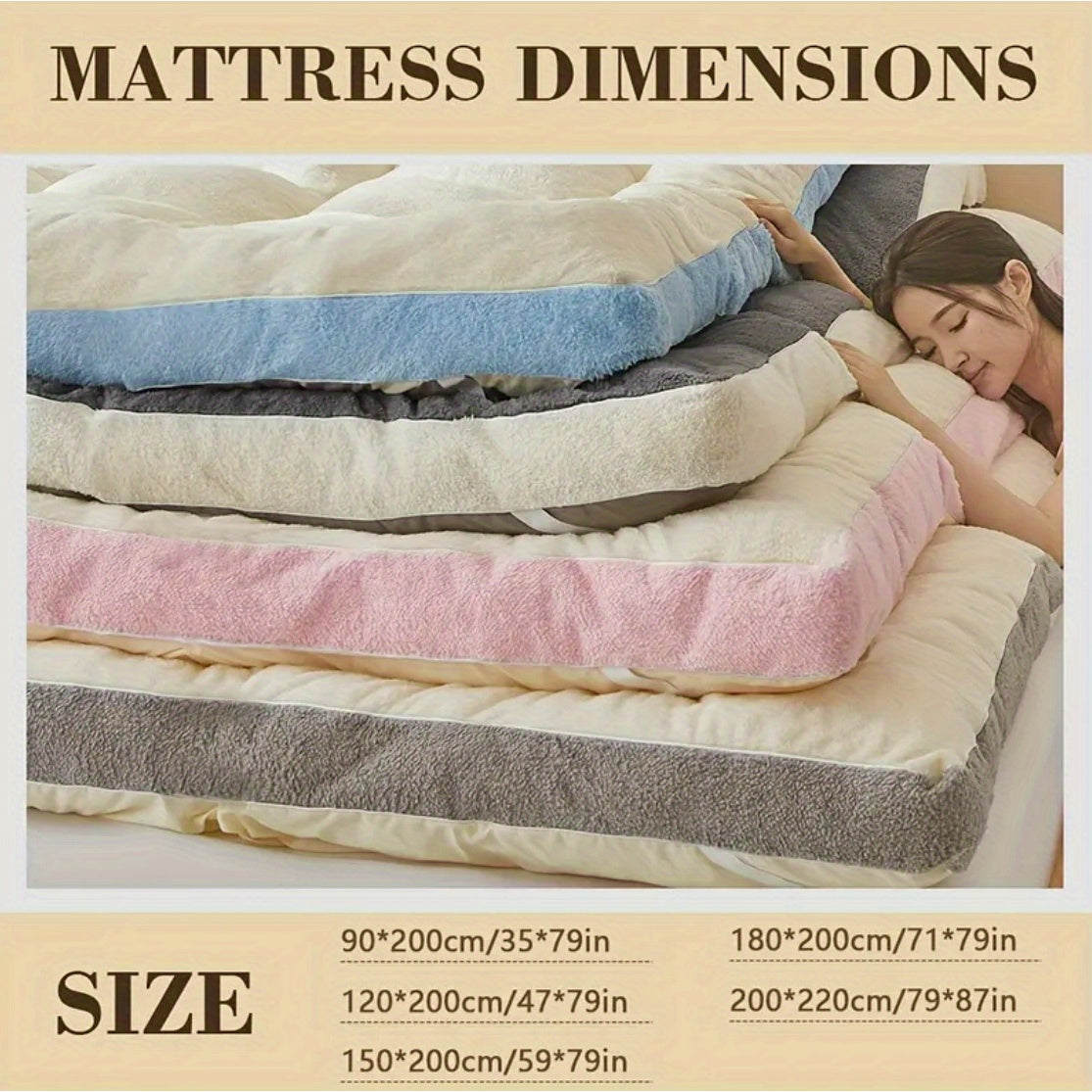 Winter Velvet Mattress Topper for Single and Double Beds All-Season Polyester Cushion