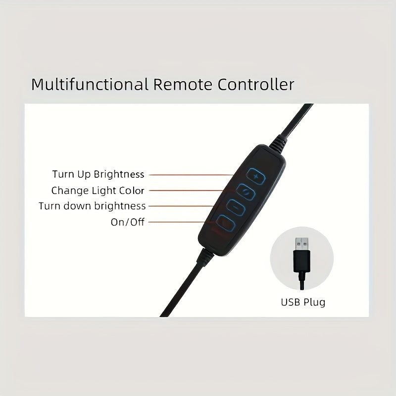 25.4cm USB LED Ring Light with Adjustable Color Temperature, 120 LEDs, Tripod and Phone Holder for Video Streaming and Photography