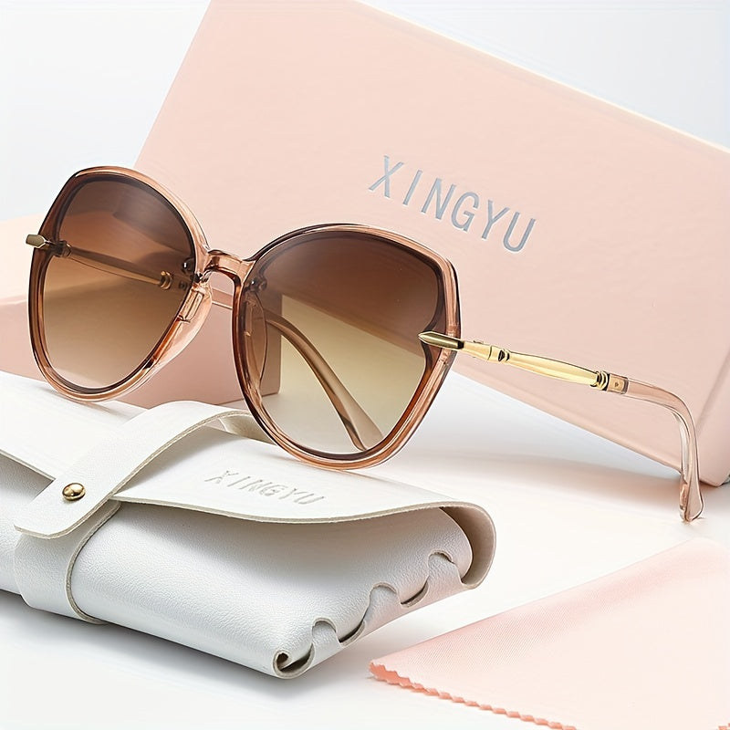 Oval Pilot Sunglasses for Women Gradient Lenses Semi-Rimless Driving Outdoor