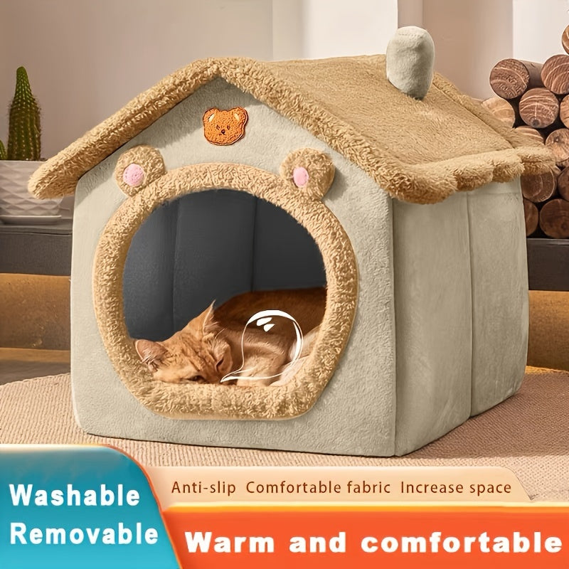 Small Cat and Dog Kennel House Four Seasons Washable Disassemblable Winter Warm Pet Shelter