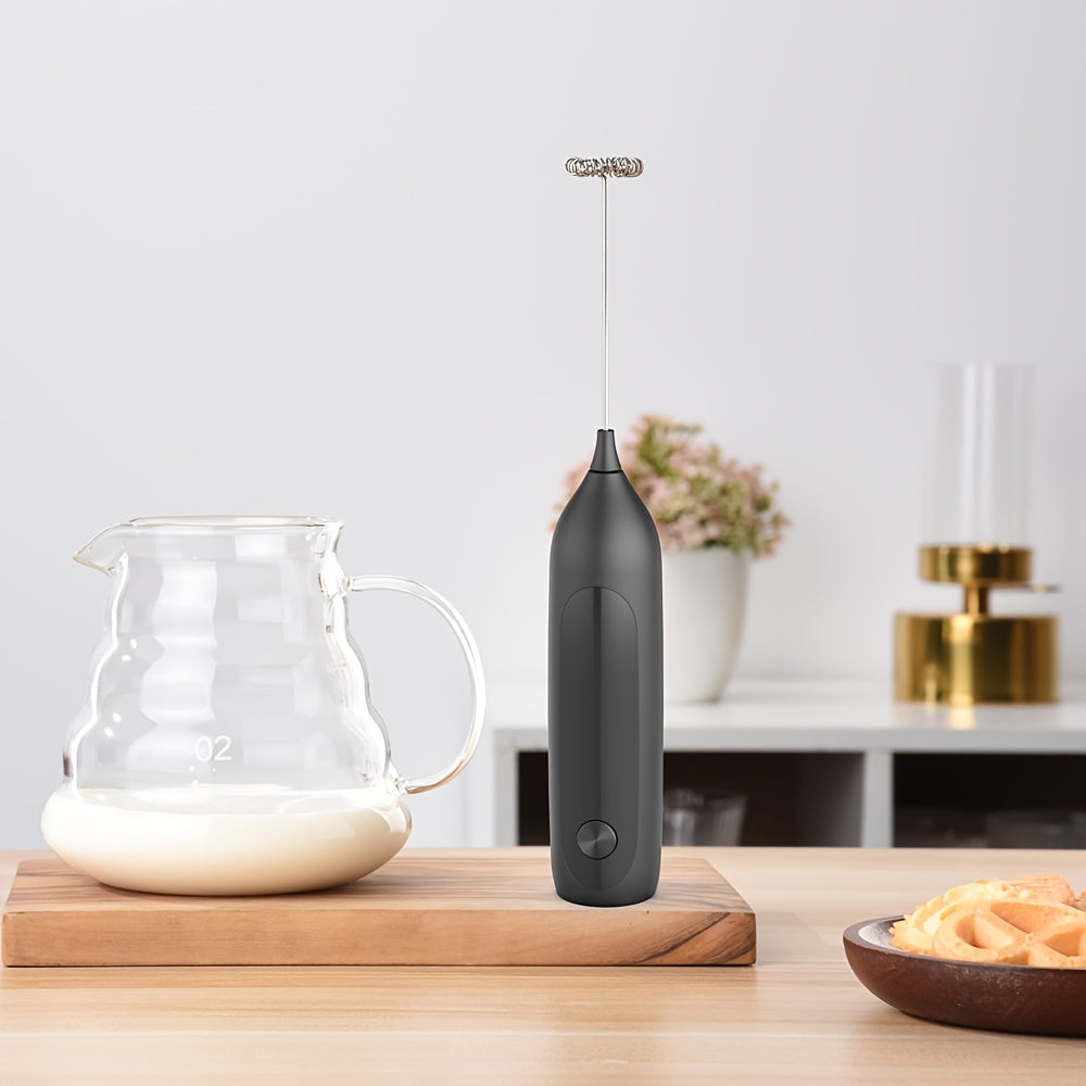 Electric Milk Frother Handheld Foam Maker with Metal and Plastic Construction