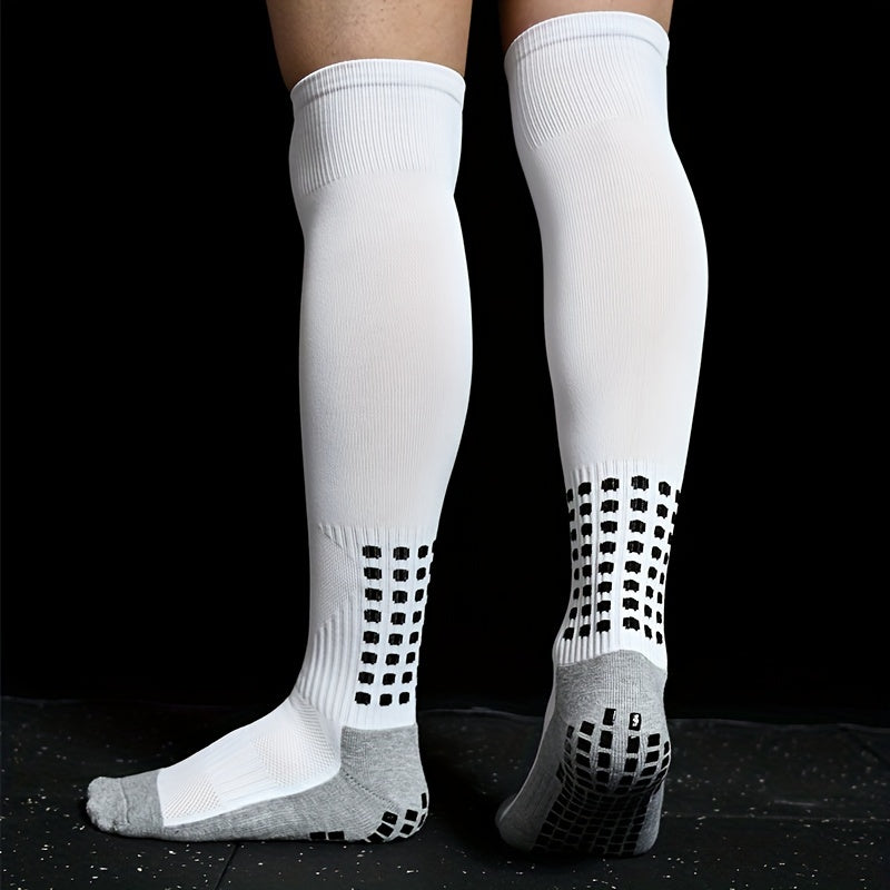 Men's Knee High Football Soccer Socks Solid Color Knit Polyester Spandex 1/2 Pairs