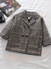 Мужская клетчатая повседневная средняя куртка на осень-зиму с деталями на пуговицах