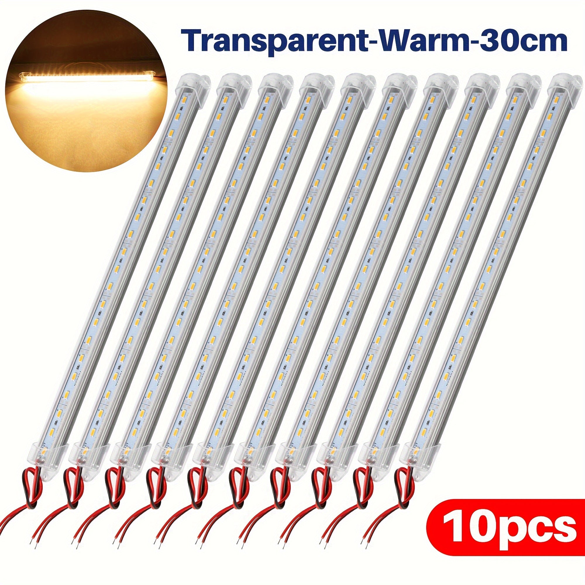 10pcs 12V LED Light Bars 30cm or 50cm with Switch for Vehicle and Trailer
