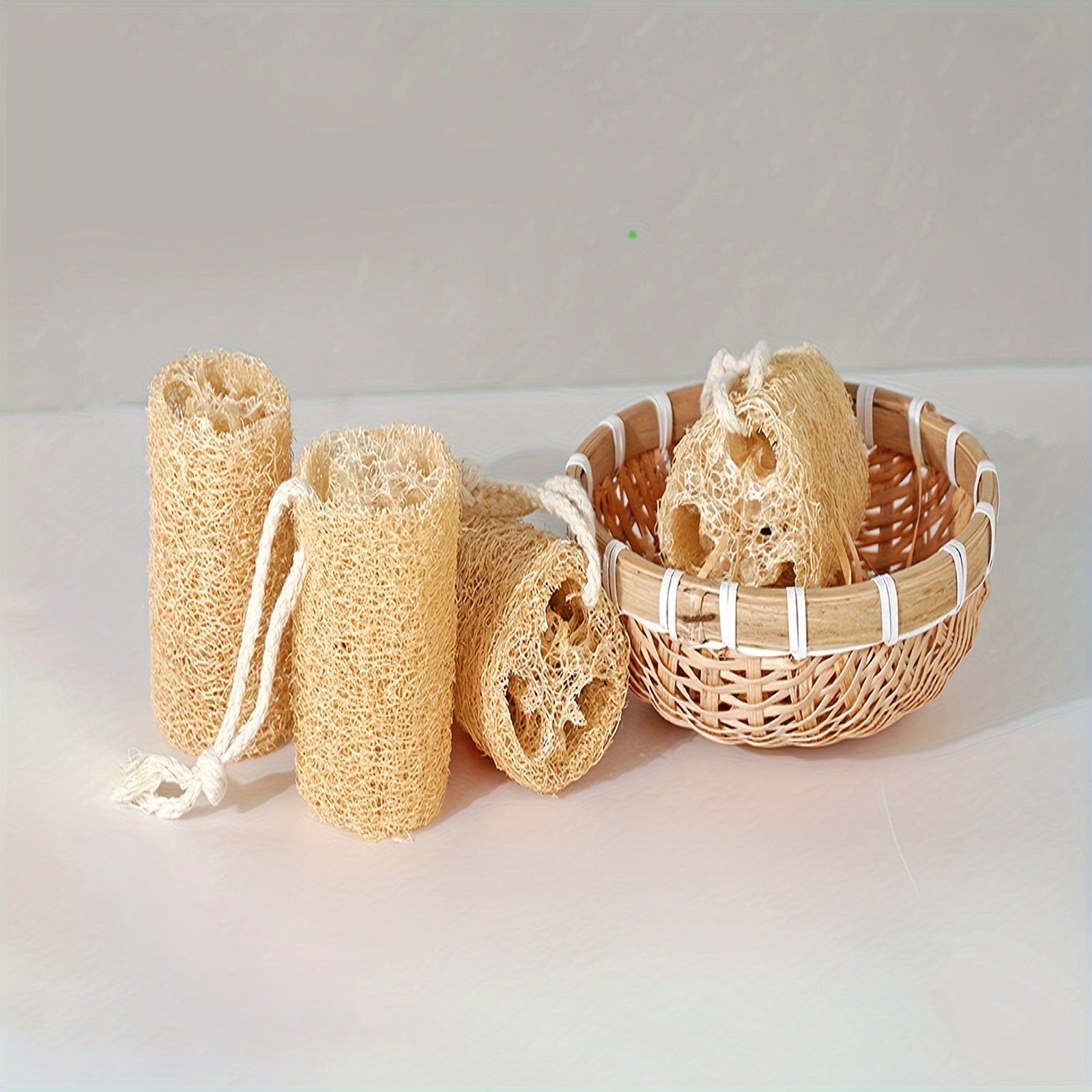 4 ta tabiiy loofah gubkalar to'plami, hammom, spa, terini parvarish qilish, oshxona tozalash uchun