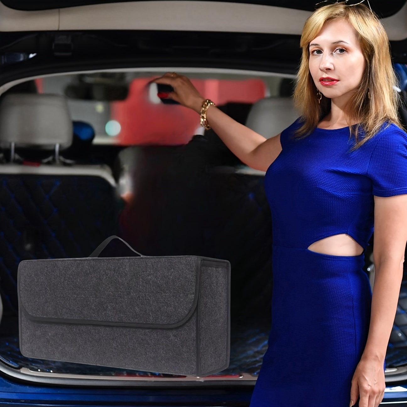 Universal SUV Car Trunk Organizer with Storage and Dividers for Women Men