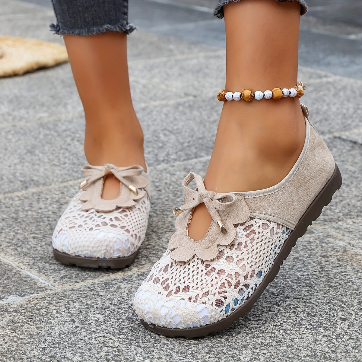 Women's Breathable Mesh Summer Shoes Openwork Slip-On Black Casual Footwear