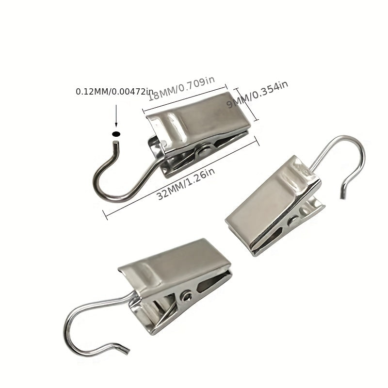 Set of 30 Metal Hook Clips for Hanging Curtains Photos Art and Home Decor