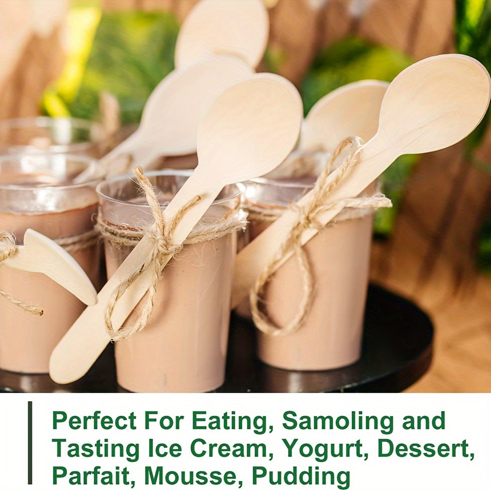 Одноразовые ложки из берёзовой древесины, упаковка по 10, 30, 50, 100 штук для дегустации и сервировки