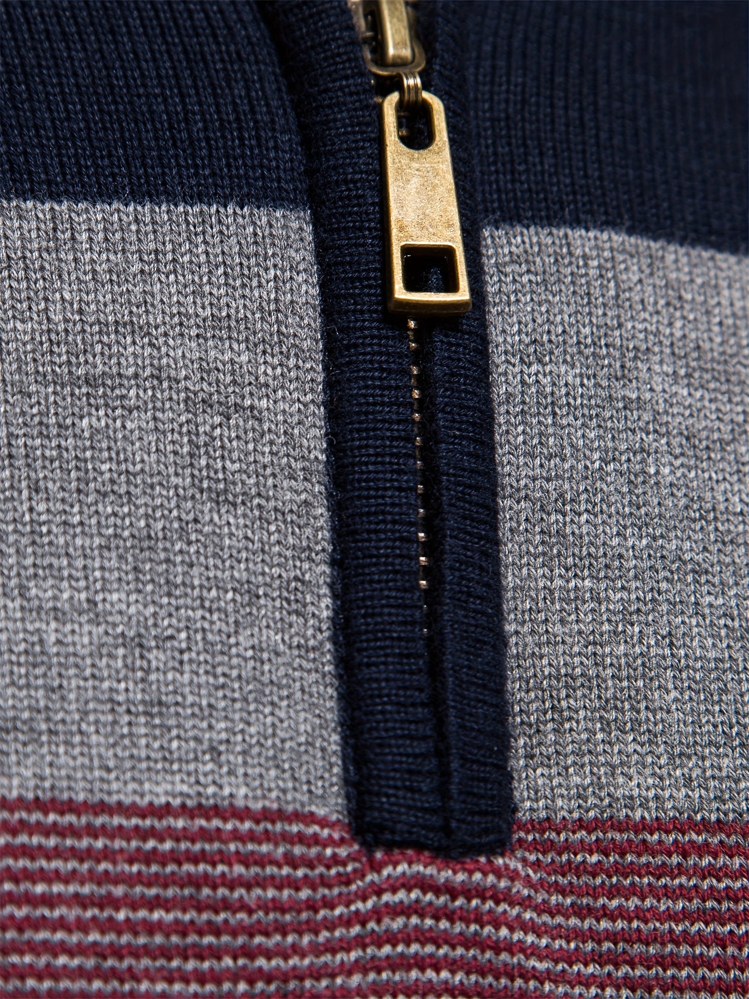 Men's Cotton Knit Color Block Half Zip V-Neck Sweater for Fall Winter