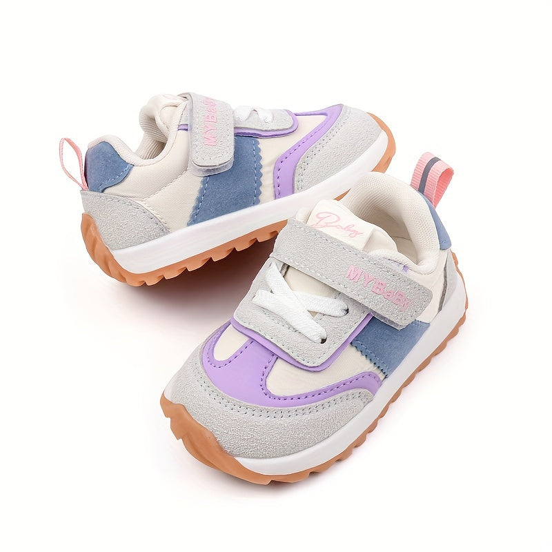 Zapatillas transpirables antideslizantes a rayas para niños pequeños con correa ajustable para exteriores, casual en primavera y otoño