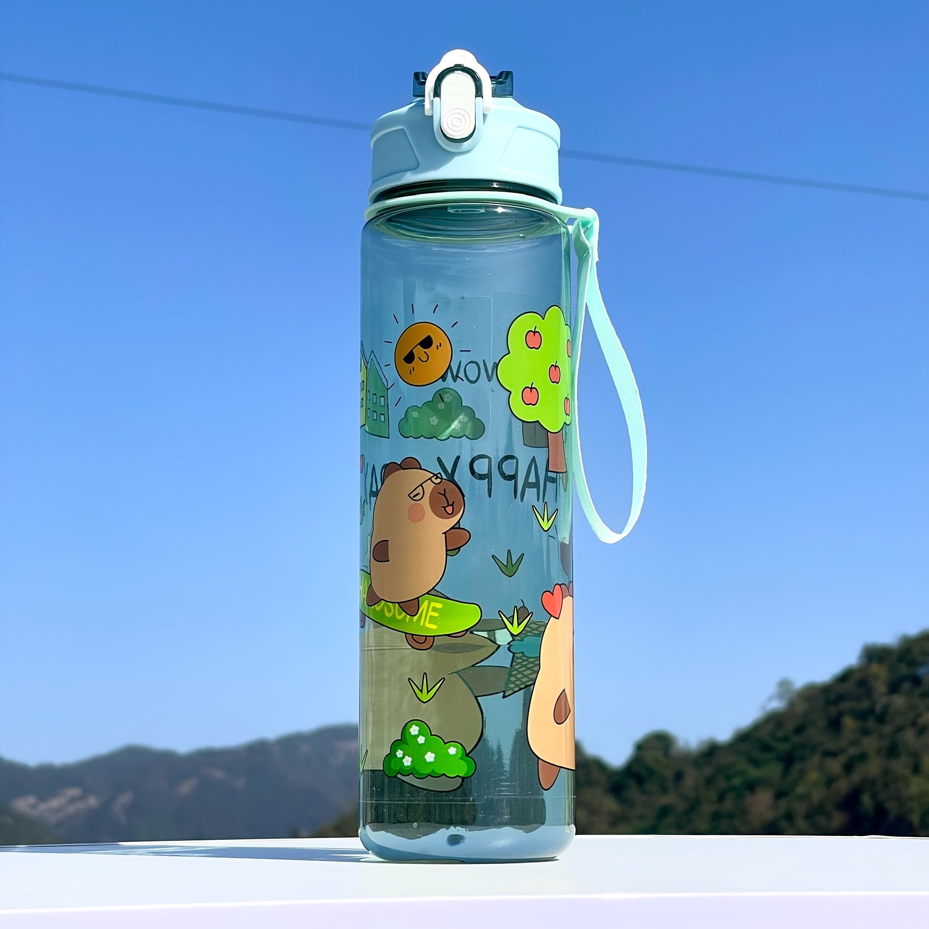 Large Sports Water Bottle with Whimsical Designs Durable Portable for Outdoor Activities