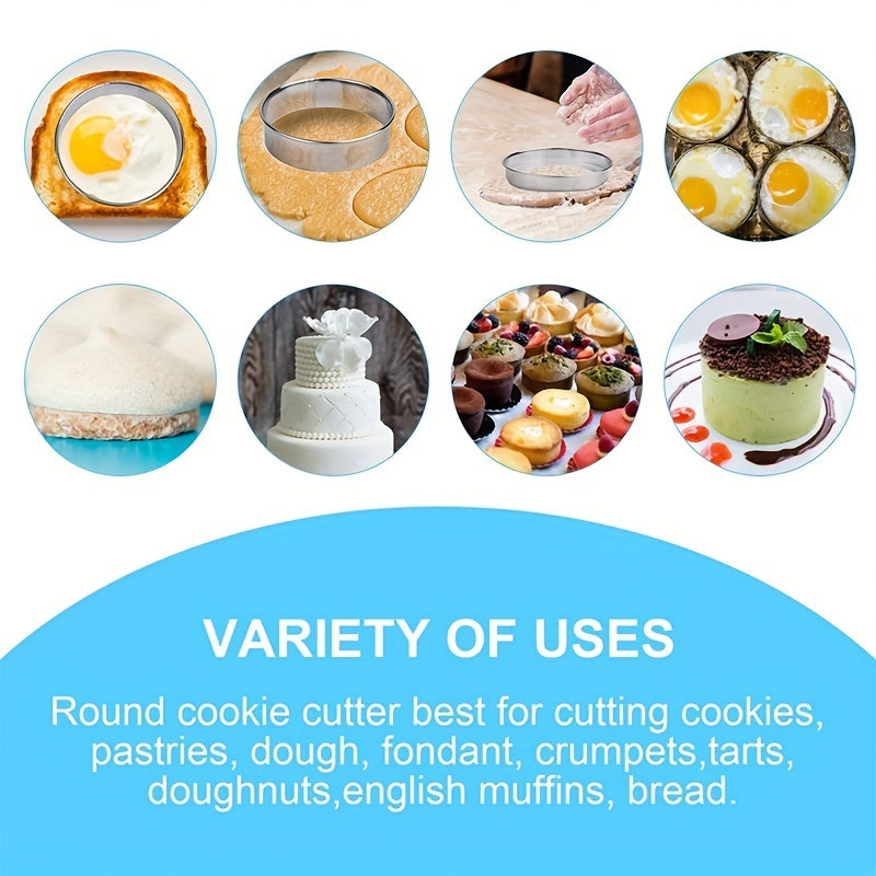 Set of 12 Stainless Steel Cake Mold Rings for Baking Mousse Cakes Cookies Pancakes