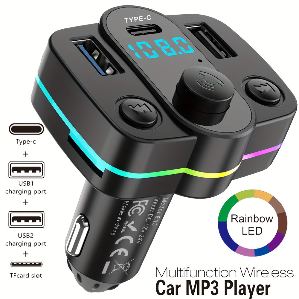 Wireless Car FM Transmitter MP3 Player Dual USB-C Charging Hands-Free Call