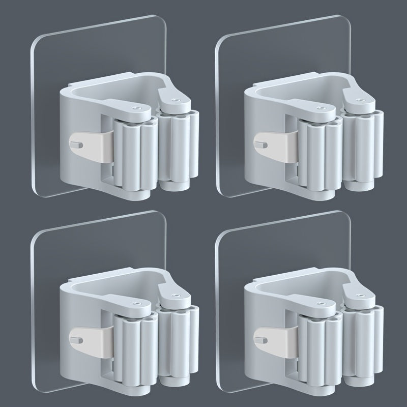 Двухсекционный настенный держатель для швабры и метлы без сверления, полка для хранения для кухни и ванной