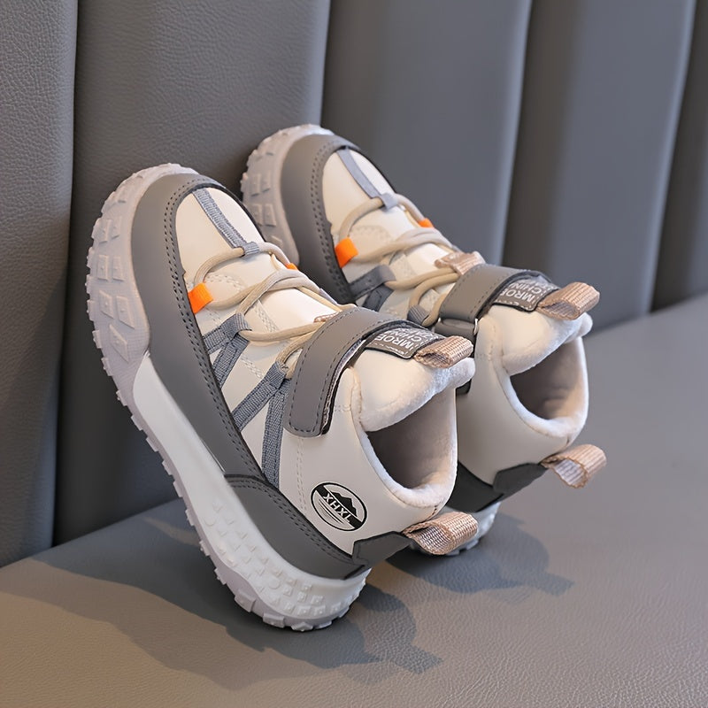 Детские кроссовки на высоком ходу с флисовой подкладкой, противоскользящие, повседневные, для улицы, осень-зима