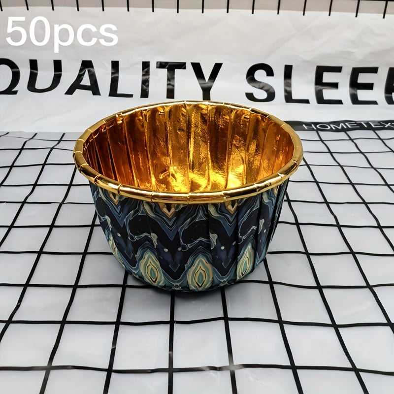 Set of 50 Disposable Paper Baking Cups, Assorted Holiday Themes, Heat-Resistant, Round Cupcake Liners