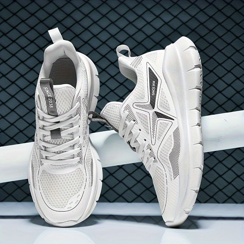 Men's Fabric Sneakers for Running Casual and Outdoor Use Shock Absorbing Solid Color Low Top