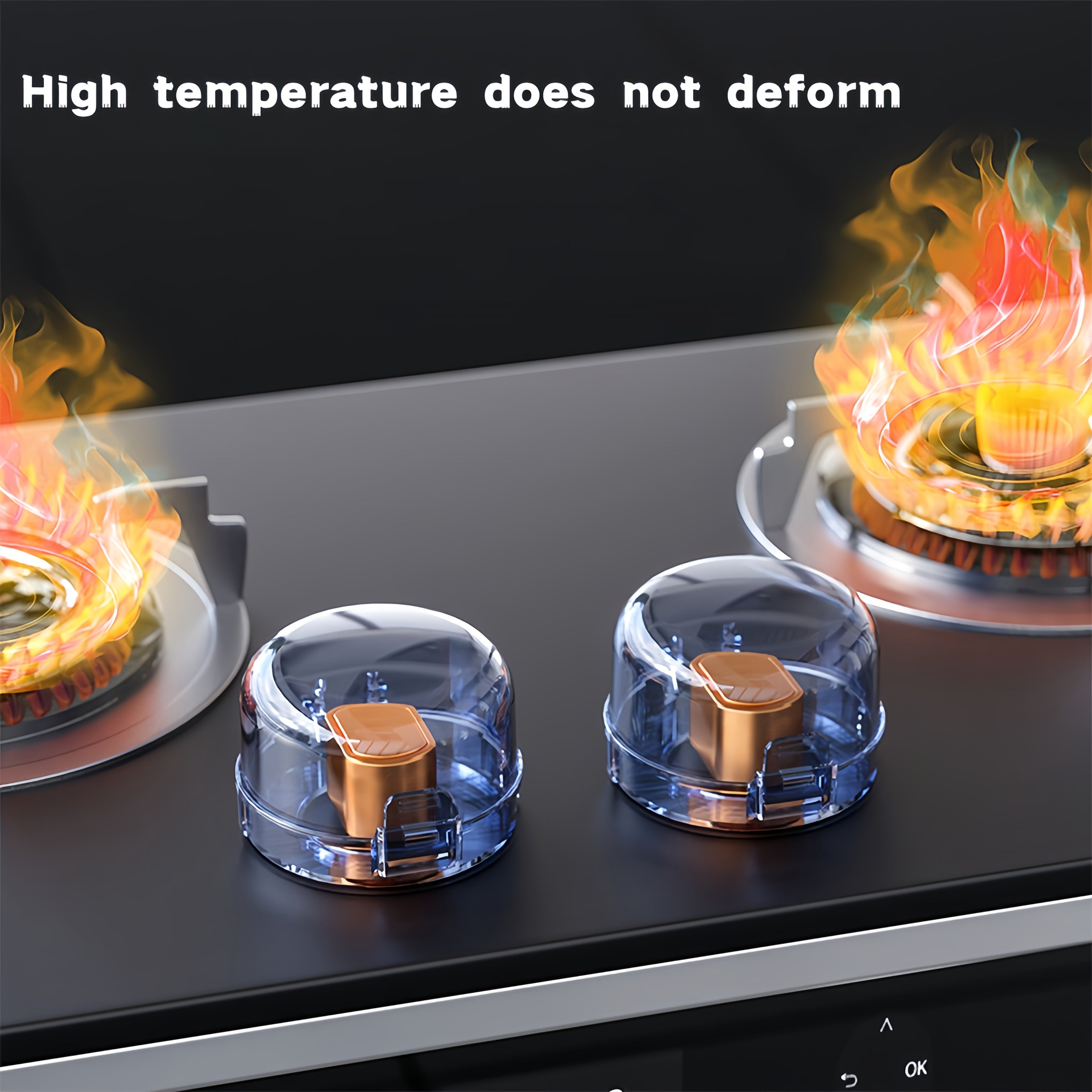 Set of 2 Gas Stove Protective Covers Anti-Dirt Anti-Slip Anti-Touch for Knobs