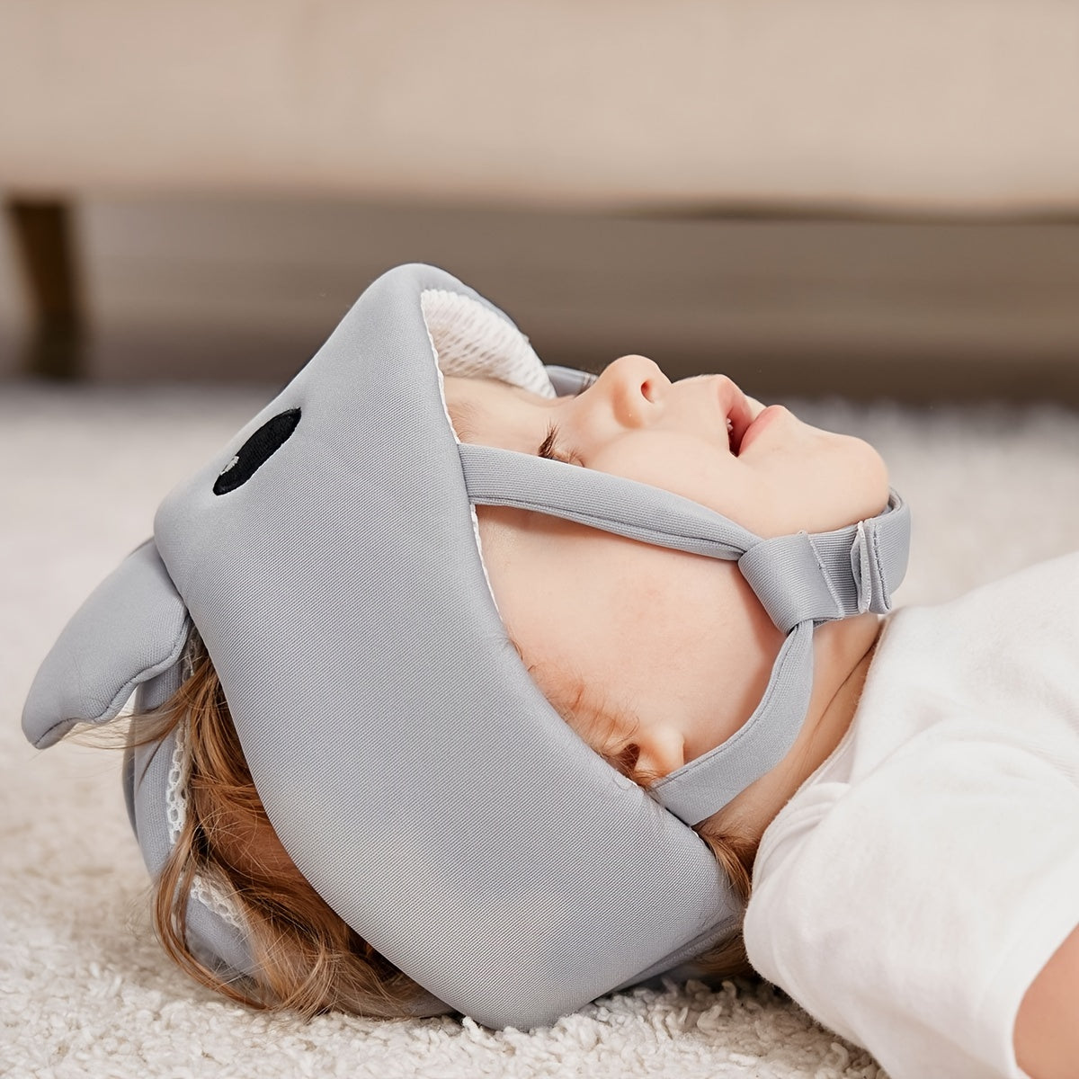 Baby Safety Helmet for Crawling and Walking with Head Cushion and Soft Protector Beige 0+